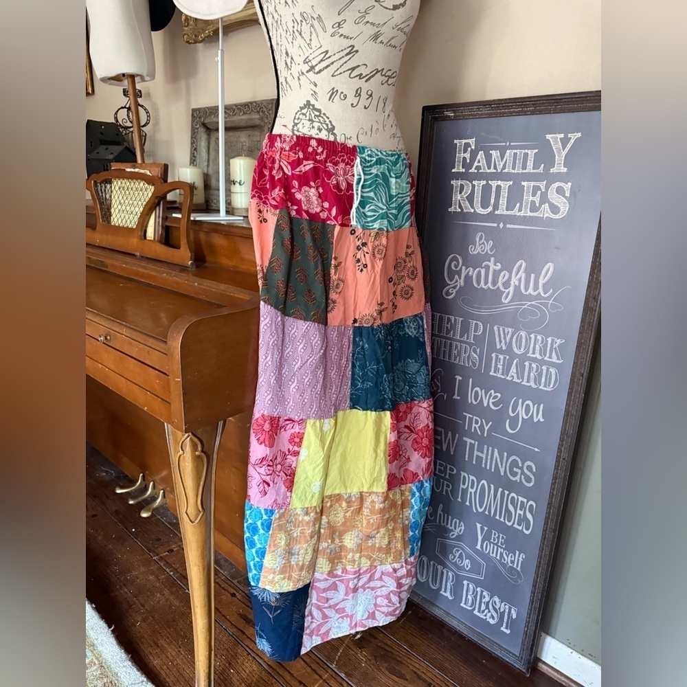 Colorful Patchwork Maxi Skirt Handmade New